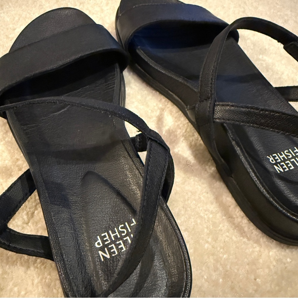 Eileen Fisher Demo Leather Ankle-Strap Sandals - Picture 7 of 8